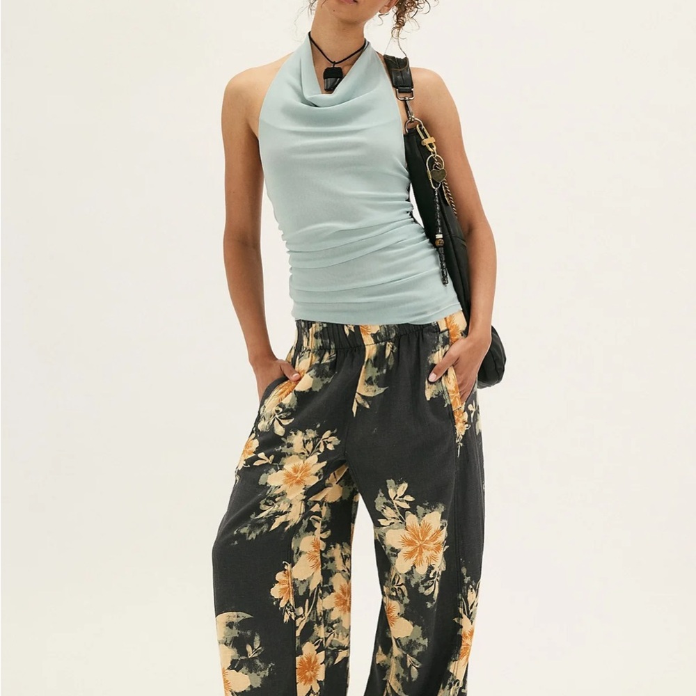 Free People Days End Linen Pant Printed